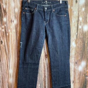 7 FOR ALL MANKIND JEANS BLUE EMBROIDERED on BACK POCKET, U 190B080U080U Size 28